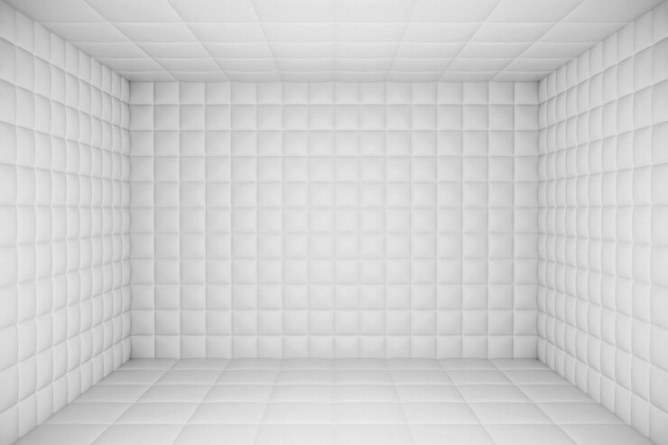 Photo empty copy space white mental hospital padded room 3d rendering