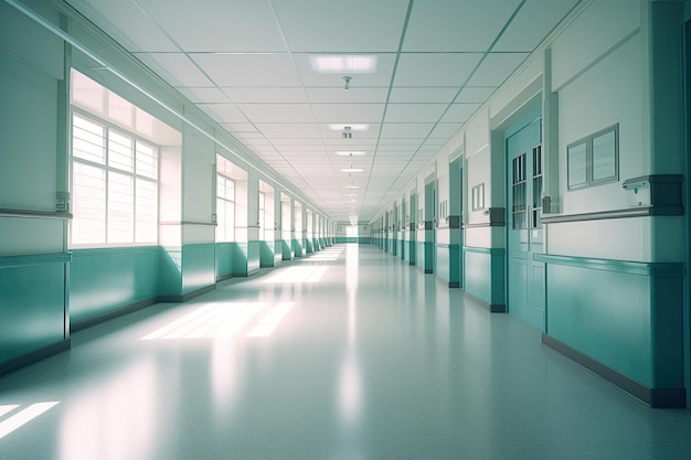 Empty corridor in hospital Generative AI