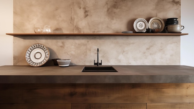 Empty countertop in a modern kitchen