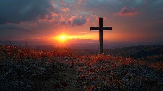 The Empty Cross Silhouetted Against Fiery Wallpaper