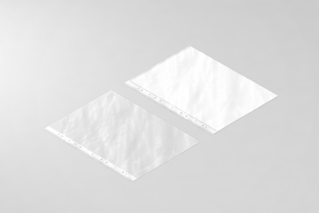 Photo empty crumpled document protector and blank white