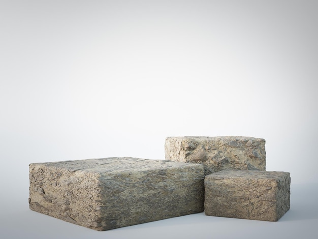 Empty cube stone podiums in studio or showroom