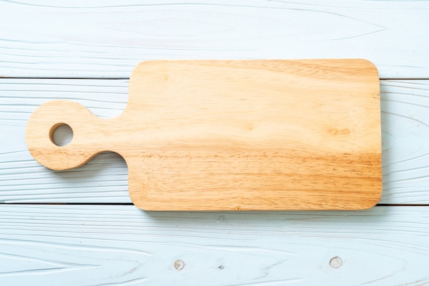 empty cutting wooden board with kitchen cloth