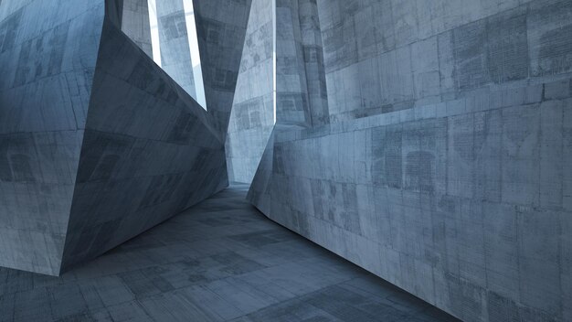 Empty dark abstract concrete room interior 3D illustration 3D rendering