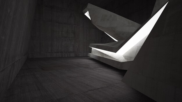 Empty dark abstract concrete room interior 3D illustration 3D rendering