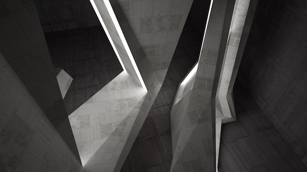Empty dark abstract concrete room interior 3D illustration 3D rendering