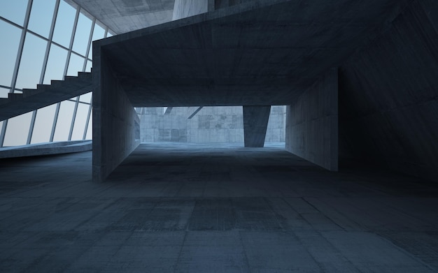 빈 어두운 추상 콘크리트 방 부드러운 인테리어 건축 배경 야경