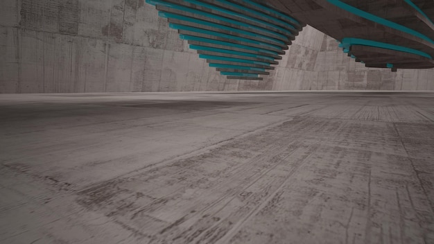 Пустая темная абстрактная бетонная комната с гладким интерьером Архитектурный фон