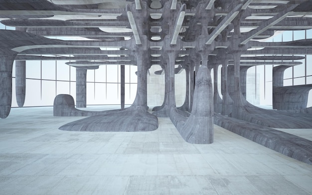Foto interno liscio in cemento astratto scuro vuoto sfondo architettonico 3d illustrazione e rendering