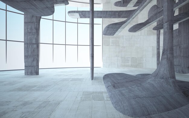 Empty dark abstract concrete smooth interior Architectural background 3D illustration and render