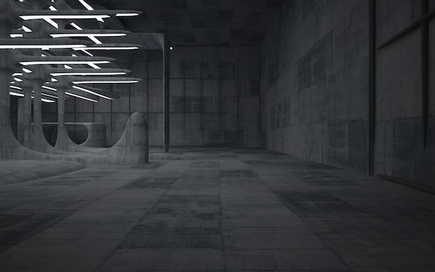 Пустой темный абстрактный бетонный гладкий интерьер Архитектурный фон 3D иллюстрация и рендеринг