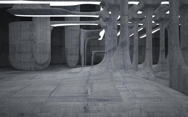 Empty dark abstract concrete smooth interior Architectural background 3D illustration and render