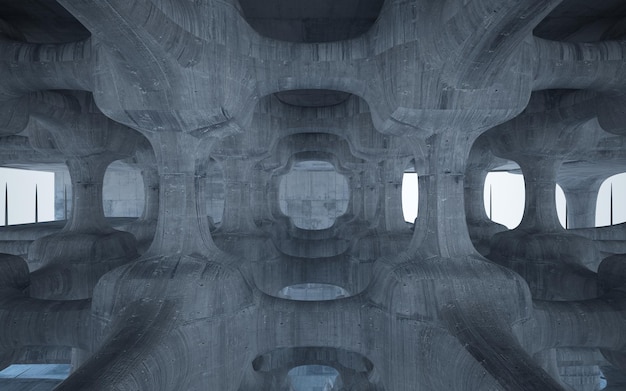 Пустой темный абстрактный бетонный гладкий интерьер Архитектурный фон 3D иллюстрация и рендеринг