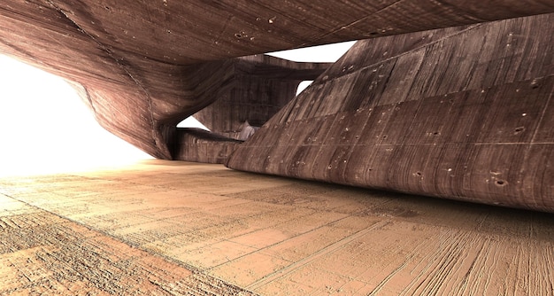 빈 어두운 추상 콘크리트 부드러운 인테리어 건축 배경 3D 그림