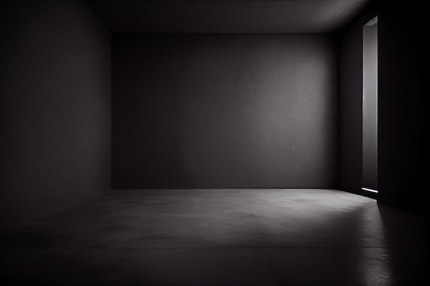 Empty dark abstract room with cement walls for display products wall background