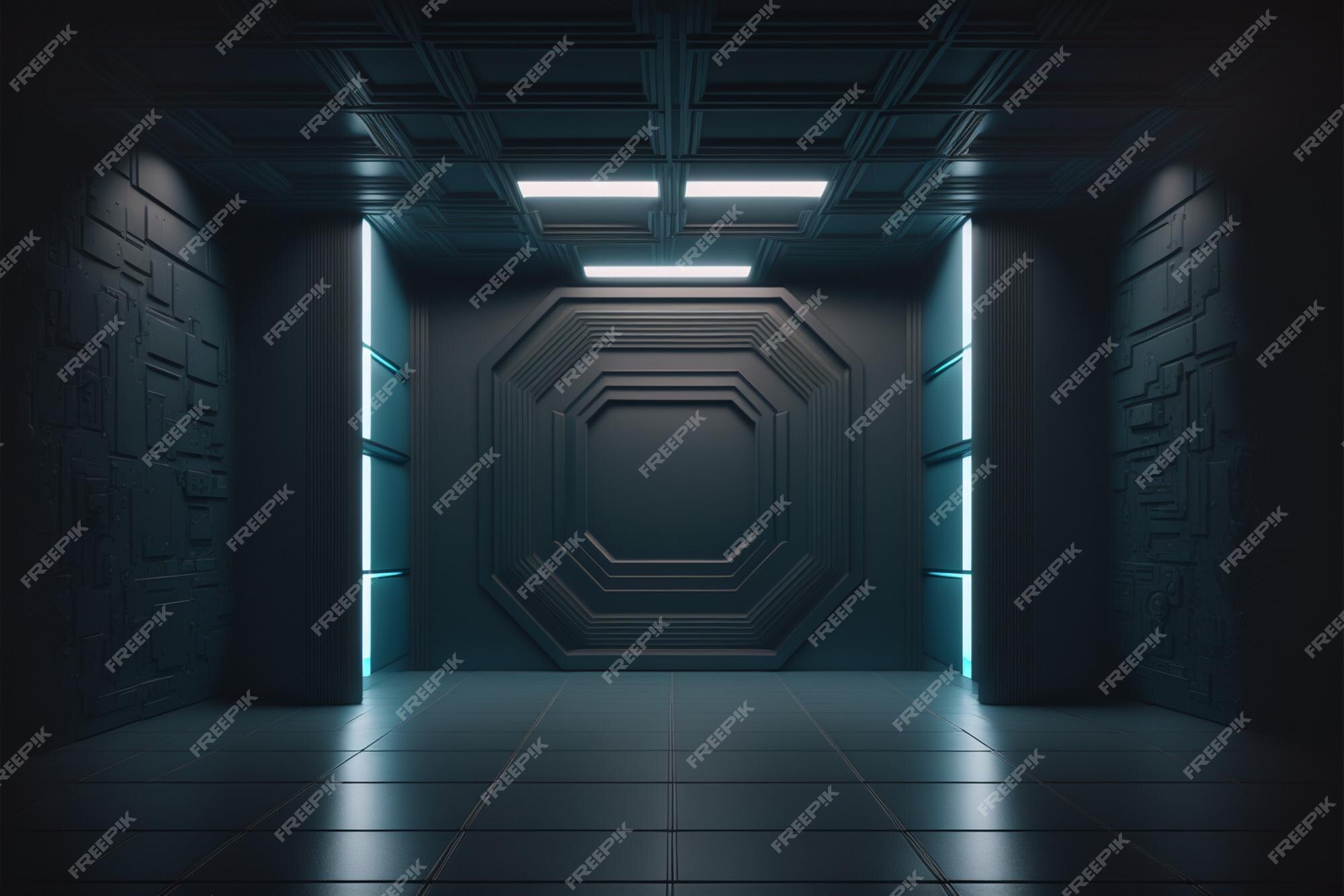 Dark space, bright future Modern sci fi room in 3D, an empty backdrop  Vertical Mobile Wallpaper AI Generated 30465810 Stock Photo at Vecteezy