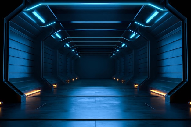 Foto stanza buia vuota sfondo futuristico moderno di fantascienza