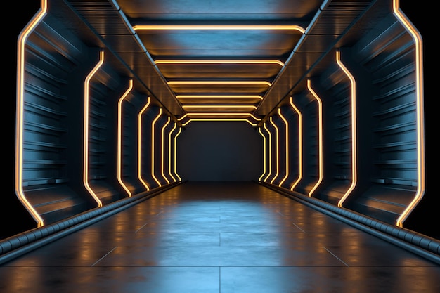 Empty dark room Modern Futuristic Sci Fi Background