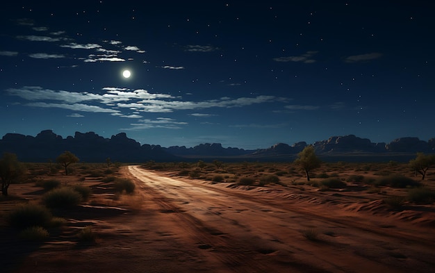 Photo empty desert landscape at night