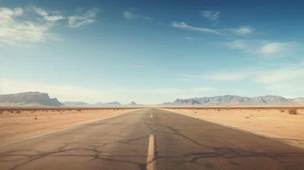 Empty Desert Road With Copy Space