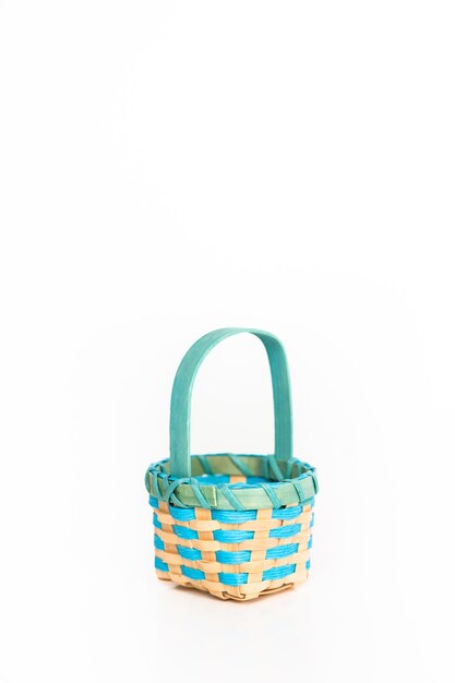 Empty Easter basket on a white background.