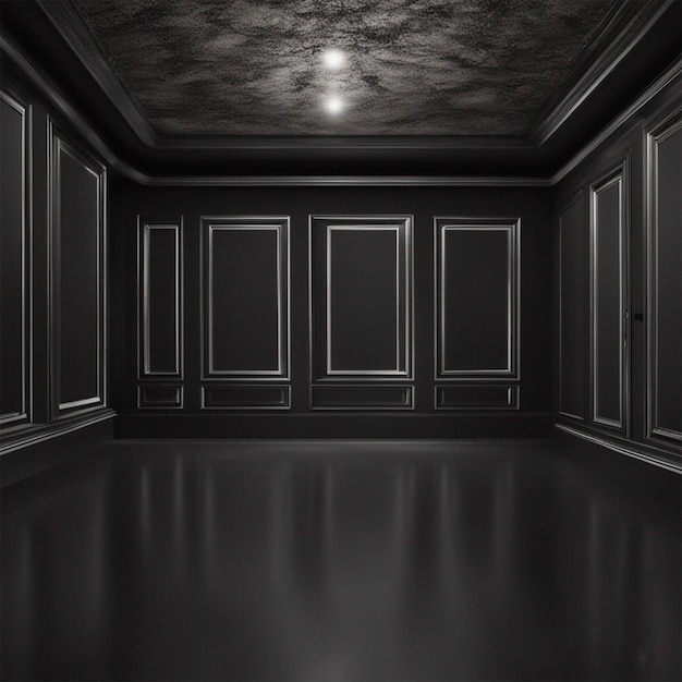 Empty elegant dark room at night with copy space ai generated