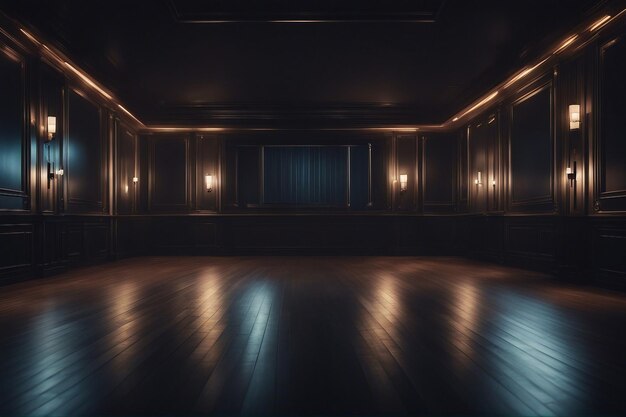 Empty elegant dark room at night with copy space AI Generated