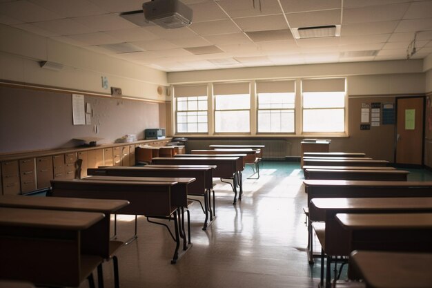 Empty elementary school classroom1