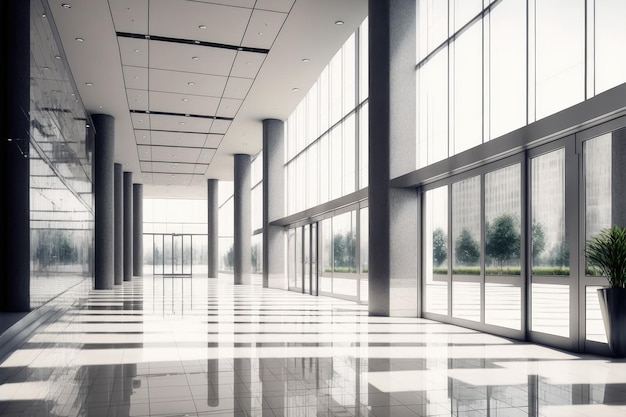 Empty entrance hall of modern public station or large convention center lobby