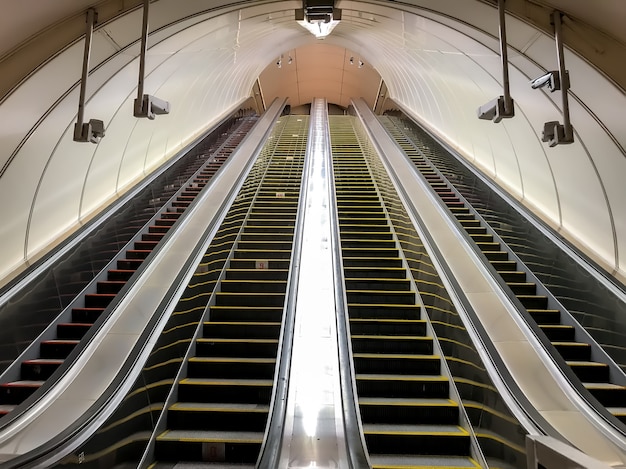 An empty escalator in metro