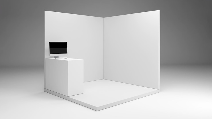 Photo empty exhibition booth mockup 3d render