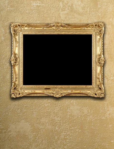 Empty exposition in gold frame 