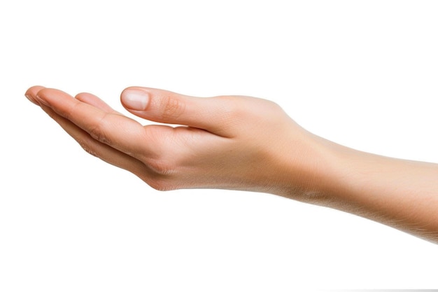 empty female woman hand holding isolated on white