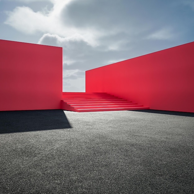 Empty floor for car park 3d rendering of abstract building with
clear sky background