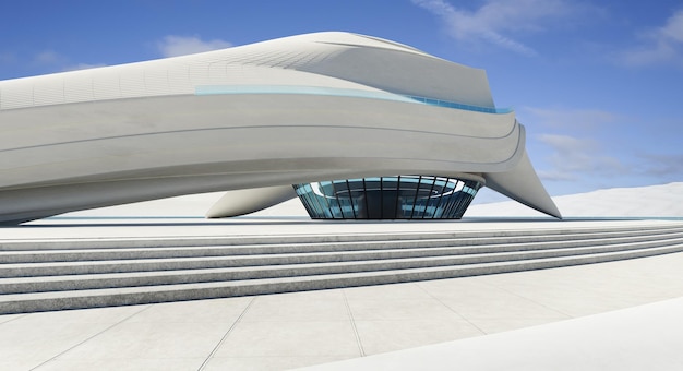 モダンで未来的な合理化されたデザインの建物の空床