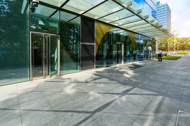 Empty floors and office buildings in the financial center, Qingdao, China