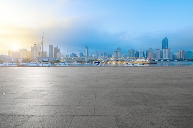 Empty Floors and Urban Skyline in Qingdao, China