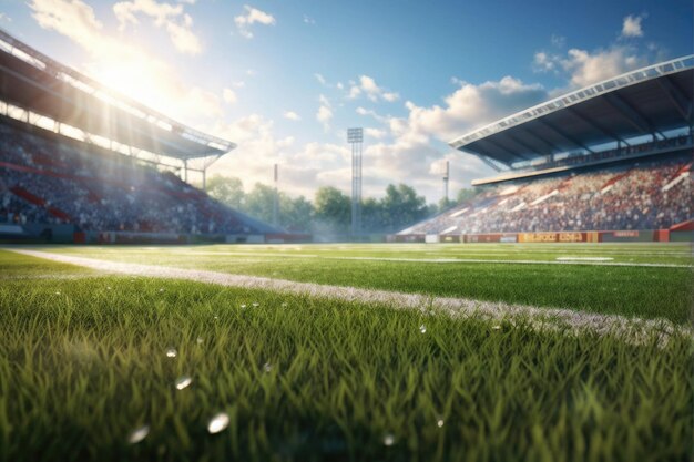 Photo empty football or soccer sport arena with grass field