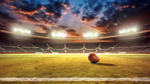 Empty Football Stadium at Sunset Golden Hour Glory