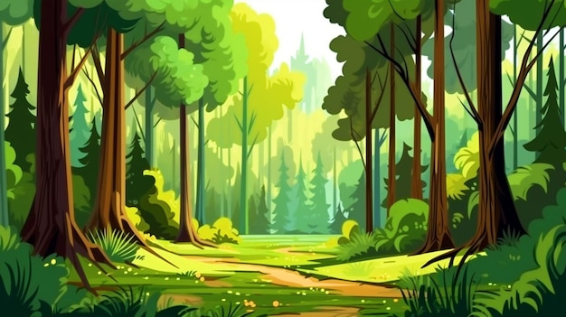 Empty forest background with trees