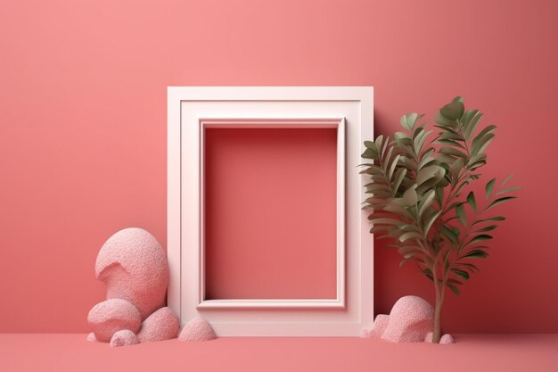 Empty frame in colorful minimalistic style and copy space