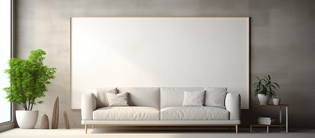 Photo empty frame in contemporary interior visualization
