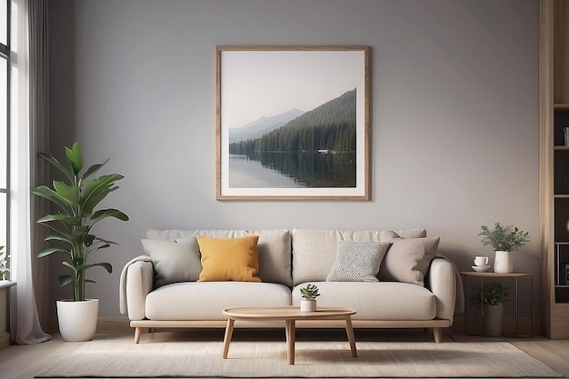 Empty frame in a cozy living room