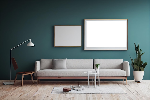 Empty Frame in a cozy living room