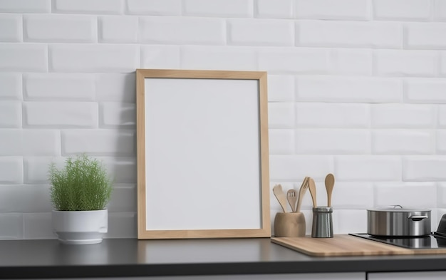 Empty frame on the kitchen counter