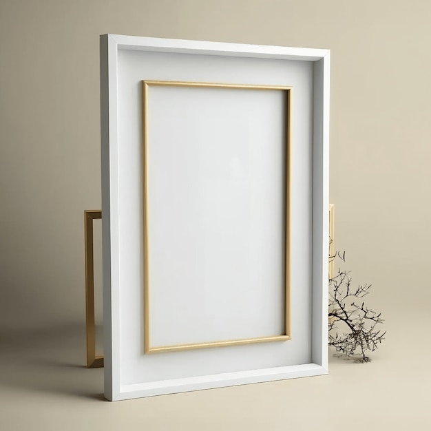 Empty frame mockup by the wall created with generative AI