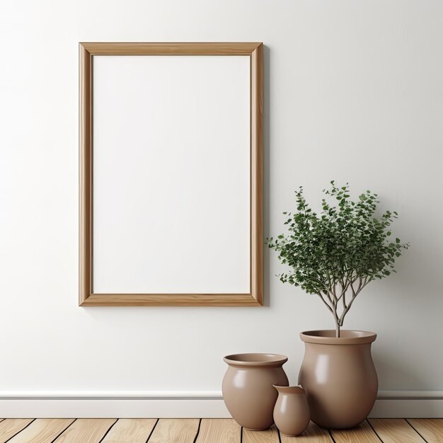 Empty Frame Mockup for Decoration on a Blank White Wall