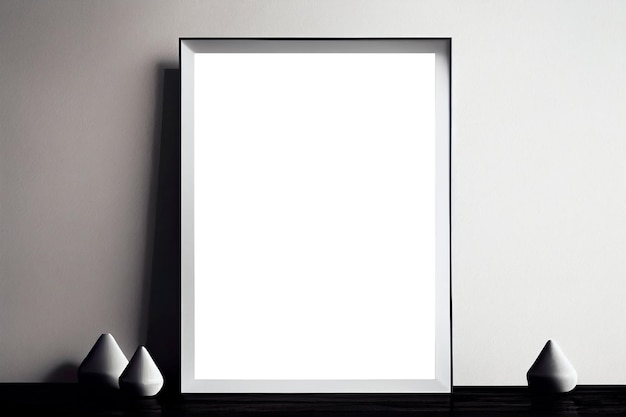 Empty frame mockup in modern and minimalist interior room Generative AI