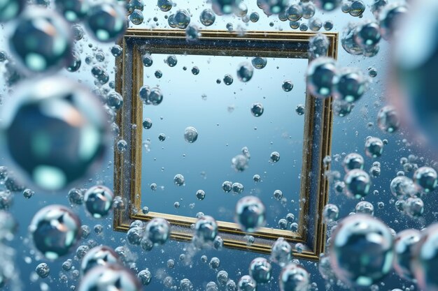 Empty frame surrounded by bubbles with copy space