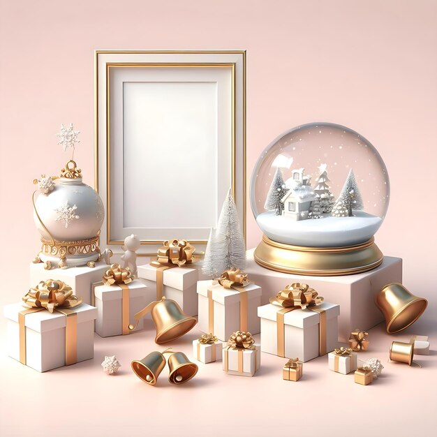 Empty frame Tiny gift boxe Snow Globe Bells as decoration